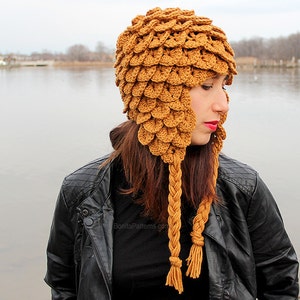 CROCHET PATTERN: Crocodile Stitch Earflap Hat (Adult Size) - Permission to Sell Finished Product