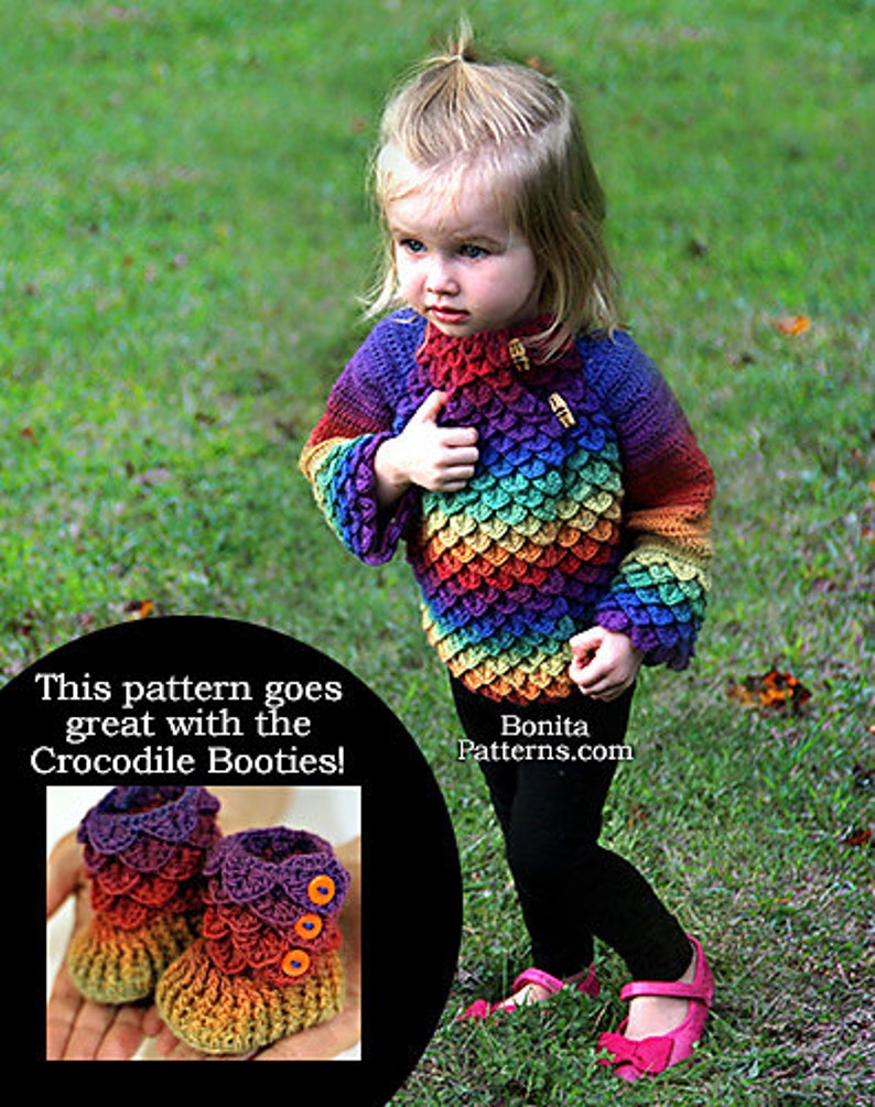 CROCHET PATTERN: Dragon Crocodile Stitch Booties Baby Sizes Permission to Sell Finished Product image 5