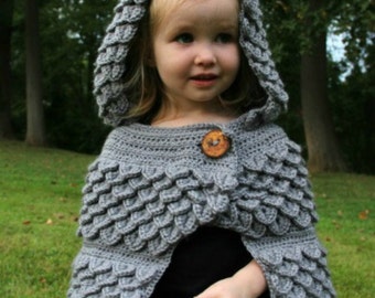 CROCHET PATTERN: Crocodile Stitch Hooded Cape (baby & kids) - Permission to Sell Finished Product