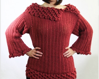 CROCHET PATTERN: Crocodile Stitch Tunic - Permission to Sell Finished Product