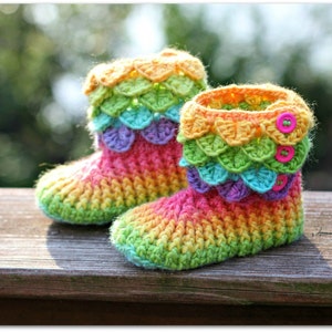 CROCHET PATTERN: Dragon Crocodile Stitch Boots Child Sizes Permission to Sell Finished Product image 1