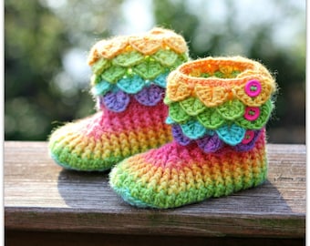 CROCHET PATTERN: Dragon Crocodile Stitch Boots (Child Sizes) - Permission to Sell Finished Product