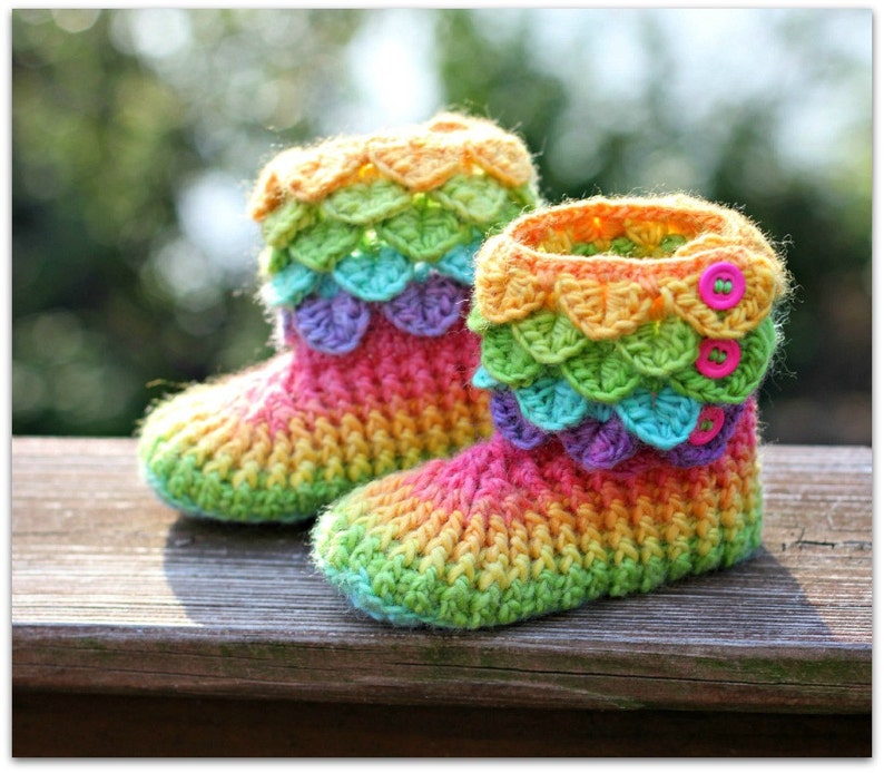 CROCHET PATTERN: Dragon Crocodile Stitch Boots Child Sizes Permission to Sell Finished Product image 1