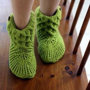 CROCHET PATTERN: Dragon Slippers Crocodile Stitch Boots Adult Sizes Permission to Sell Finished Product image 3
