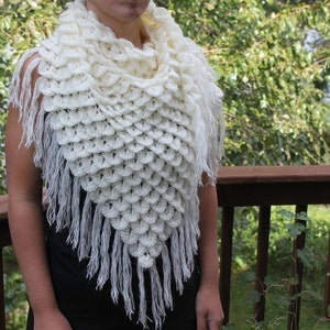 CROCHET PATTERN: Crocodile Stitch Triangle Shawl Permission to Sell Finished Product image 1