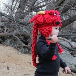 CROCHET PATTERN: Crocodile Stitch Dragon Hat (Baby & Toddler Sizes)