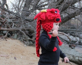 CROCHET PATTERN: Crocodile Stitch Dragon Hat (Baby & Toddler Sizes)