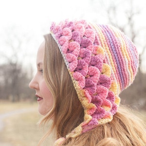 Crochet Pattern Crocodile Stitch Capuche Hat Adult Size instant PDF download image 1