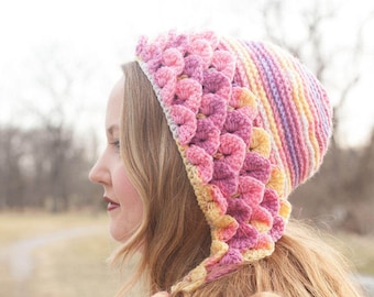 Häkelanleitung Crocodile Stitch Capuche Hat (Erwachsenengröße) PDF Download