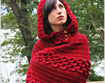 CROCHET PATTERN: Crocodile Stitch Hooded Cape - Permission to Sell Finished Product