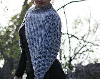 CROCHET PATTERN: Crocodile Stitch Capelet - Permission to Sell Finished Product