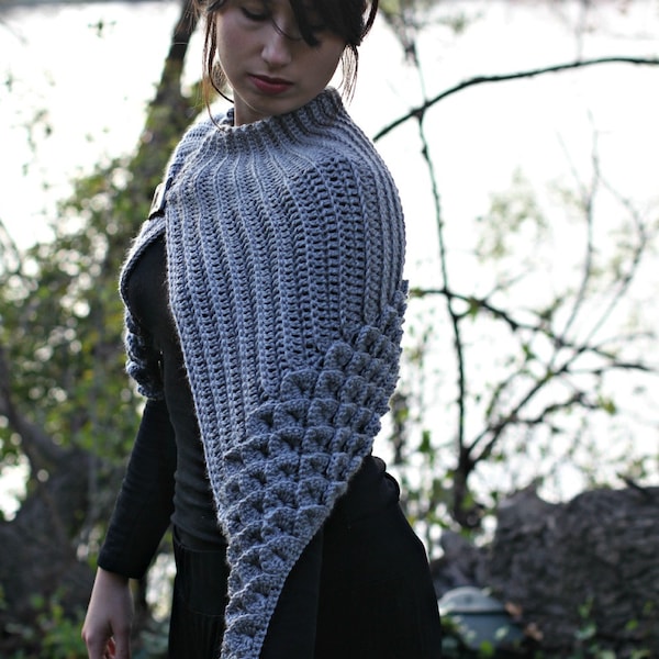 CROCHET PATTERN: Crocodile Stitch Capelet - Permission to Sell Finished Product