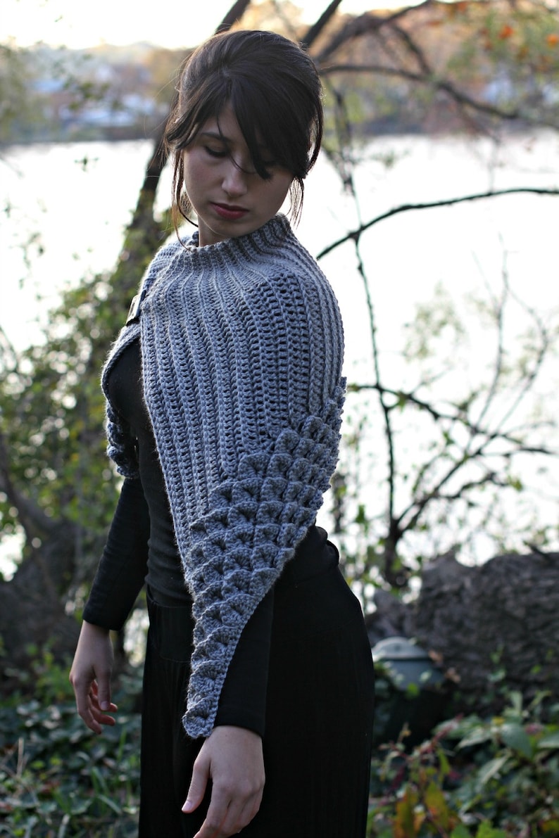 CROCHET PATTERN: Crocodile Stitch Capelet Permission to Sell Finished Product image 1