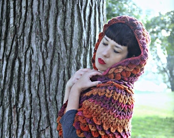 Crocodile Stitch Hooded Capelet and Poncho Crochet Pattern