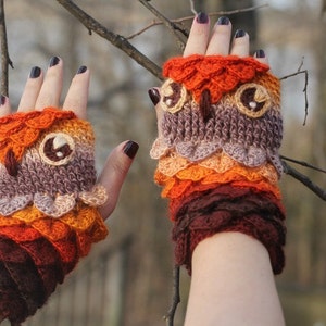 NEW CROCHET PATTERN: Crocodile Stitch Owl Gloves image 2