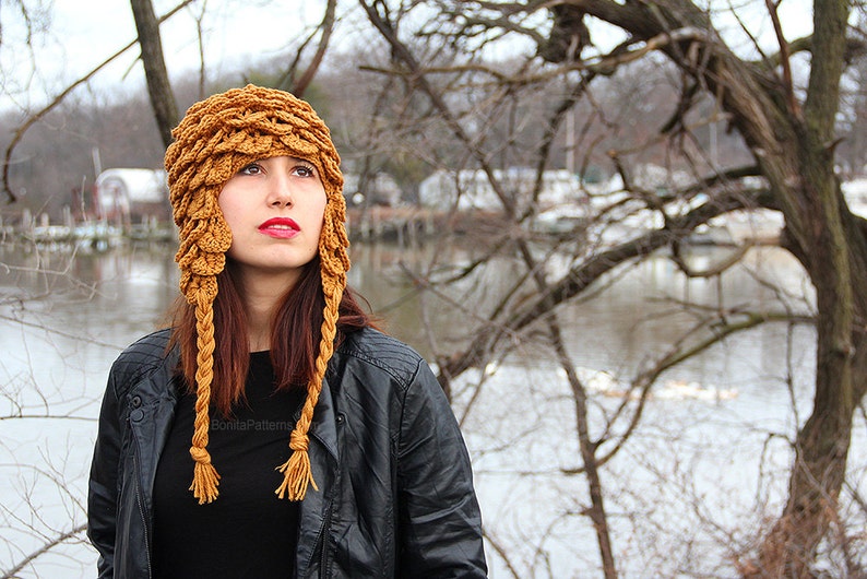 CROCHET PATTERN: Crocodile Stitch Earflap Hat Adult Size Permission to Sell Finished Product image 5