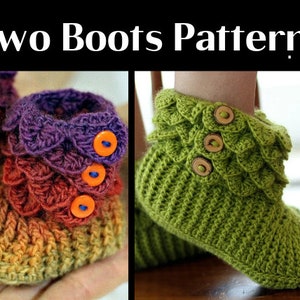 CROCHET PATTERN: Dragon Slippers Two Boot Patterns (Crocodile Stitch Baby/Adult) for 9 - Permission to Sell Finished Product