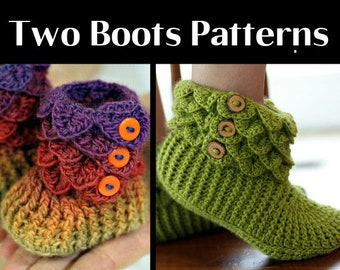 CROCHET PATTERN: Dragon Slippers Two Boot Patterns (Crocodile Stitch Baby/Adult) for 9 - Permission to Sell Finished Product