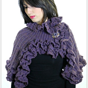 CROCHET PATTERN: Ruffled Capelet Crochet PDF Pattern Permission to Sell Finished Product image 1