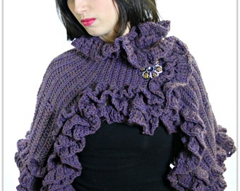 CROCHET PATTERN: Ruffled Capelet Crochet PDF Pattern- Permission to Sell Finished Product