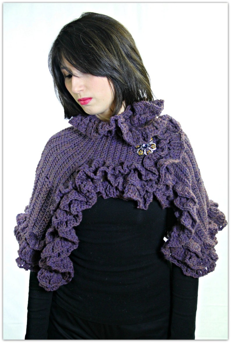 CROCHET PATTERN: Ruffled Capelet Crochet PDF Pattern Permission to Sell Finished Product image 1