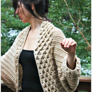 CROCHET PATTERN: Crocodile Stitch Cardigan Small to 5X Permission to Sell Finished Product image 5