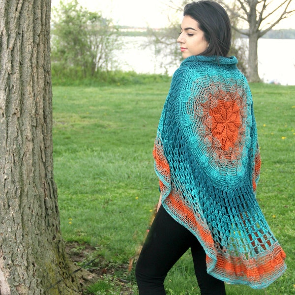 Embossed Crochet Circular Poncho Crochet Pattern