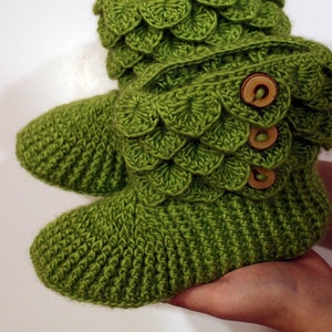 CROCHET PATTERN: Dragon Slippers Crocodile Stitch Boots Adult Sizes Permission to Sell Finished Product image 4