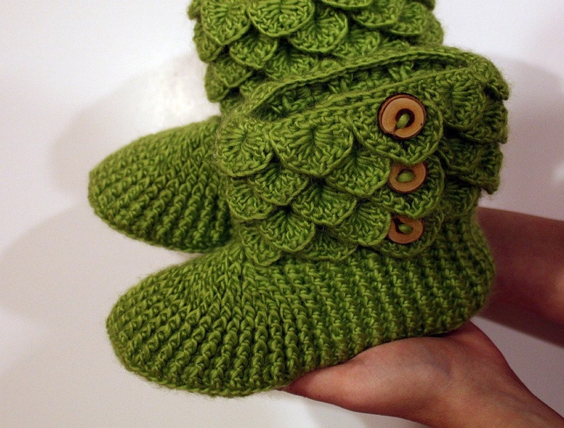 CROCHET PATTERN: Dragon Slippers Crocodile Stitch Boots Adult Sizes Permission to Sell Finished Product image 4