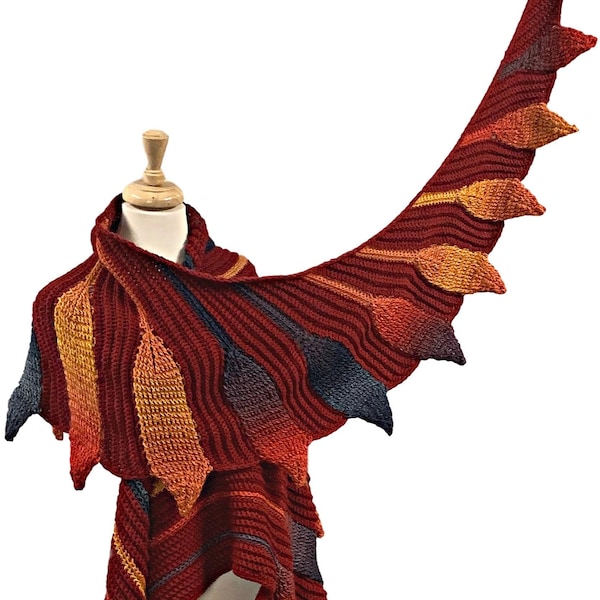 CROCHET PATTERN: Embossed Phoenix Vortex Shawl - Permission to Sell Finished Product