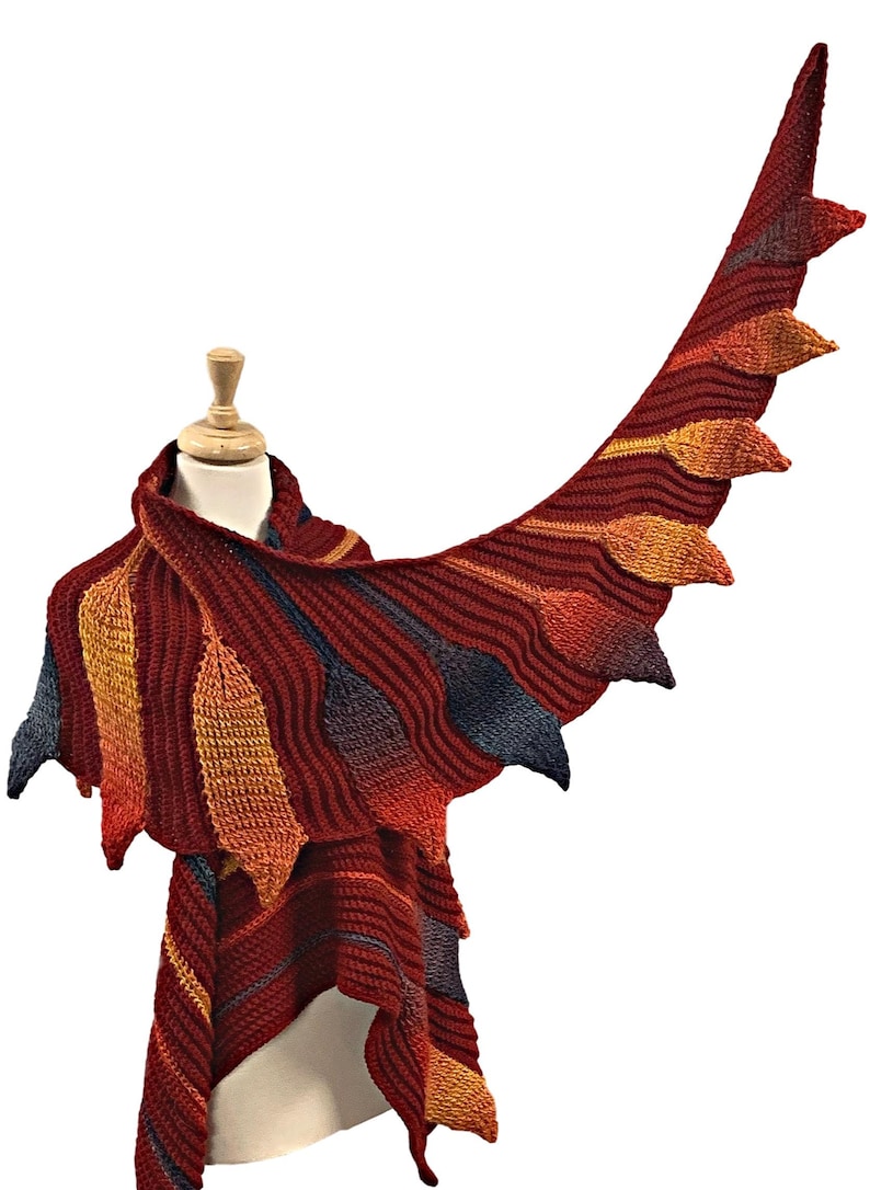 CROCHET PATTERN: Embossed Phoenix Vortex Shawl Permission to Sell Finished Product image 1