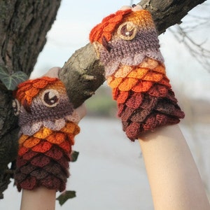 NEW CROCHET PATTERN: Crocodile Stitch Owl Gloves