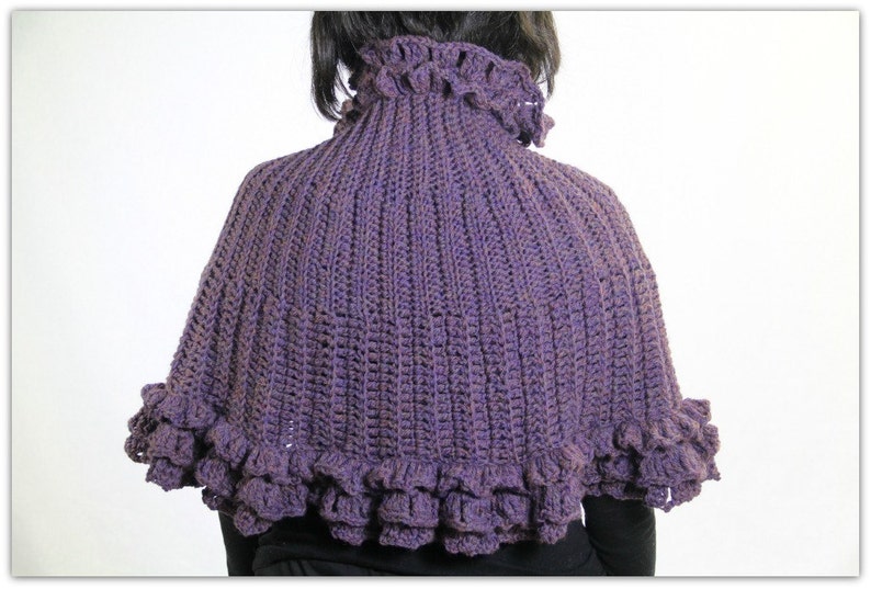 CROCHET PATTERN: Ruffled Capelet Crochet PDF Pattern Permission to Sell Finished Product image 3