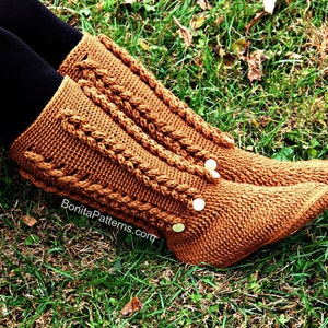 CROCHET PATTERN: Knit-Look Braid Stitch Long Boots Adult Sizes Permission to Sell Finished Product image 2