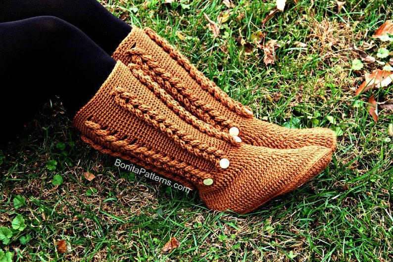 CROCHET PATTERN: Knit-Look Braid Stitch Long Boots Adult Sizes Permission to Sell Finished Product image 2