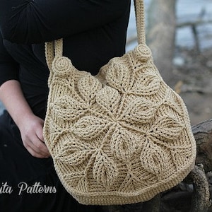 Crochet PATTERN 3D Embossed Garden Handbag image 1