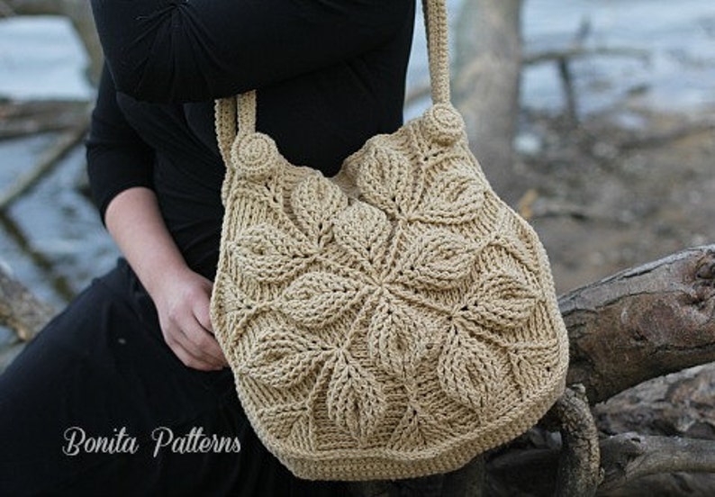 Crochet PATTERN 3D Embossed Garden Handbag image 1