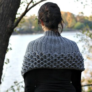 CROCHET PATTERN: Crocodile Stitch Capelet Permission to Sell Finished Product image 3