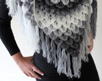 CROCHET PATTERN: Crocodile Dragon Stitch Triangle Shawl - Permission to Sell Finished Product