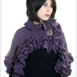 CROCHET PATTERN: Ruffled Capelet Crochet PDF Pattern Permission to Sell Finished Product image 2