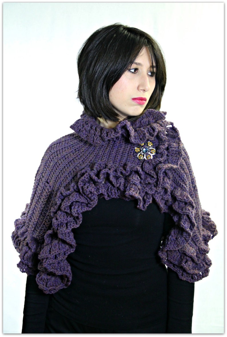 CROCHET PATTERN: Ruffled Capelet Crochet PDF Pattern Permission to Sell Finished Product image 2