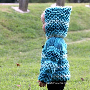 CROCHET PATTERN: Crocodile Stitch Hooded Cardigan baby & toddler Permission to Sell Finished Product image 3