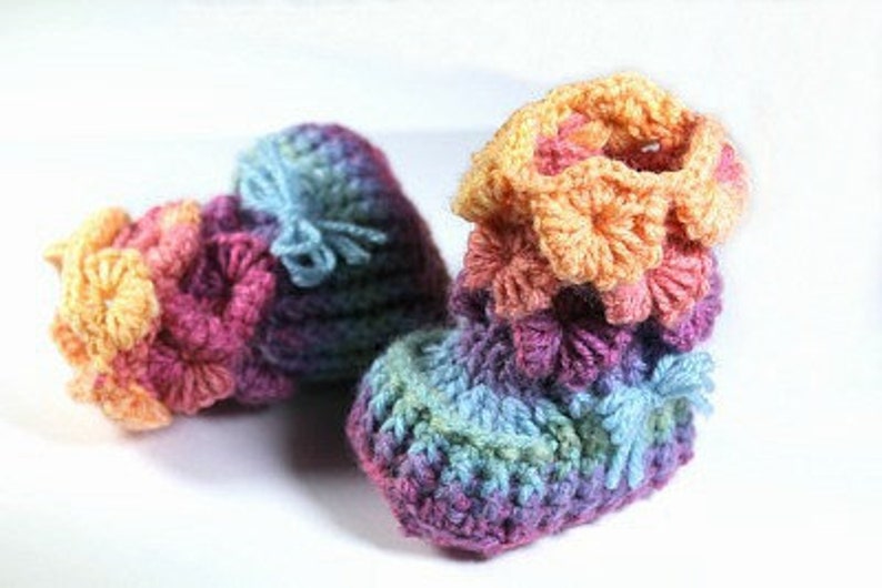 CROCHET PATTTERN: Orchid Stitch Booties Baby Sizes Instant Download Crochet Baby Booties image 3