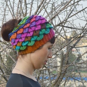 NEW Crocodile Stitch Messy Bun Ponytail or Closed Hat Child and Adult Sizes image 2