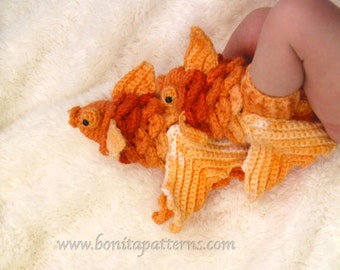 CROCHET PATTERN: Crocodile Stitch Goldfish Booties (Baby Sizes)