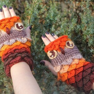NEW CROCHET PATTERN: Crocodile Stitch Owl Gloves image 3