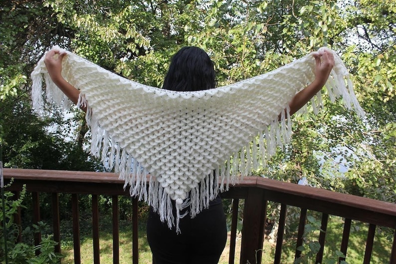 CROCHET PATTERN: Crocodile Stitch Triangle Shawl Permission to Sell Finished Product image 2