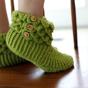 CROCHET PATTERN: Dragon Slippers Crocodile Stitch Boots Adult Sizes Permission to Sell Finished Product image 5