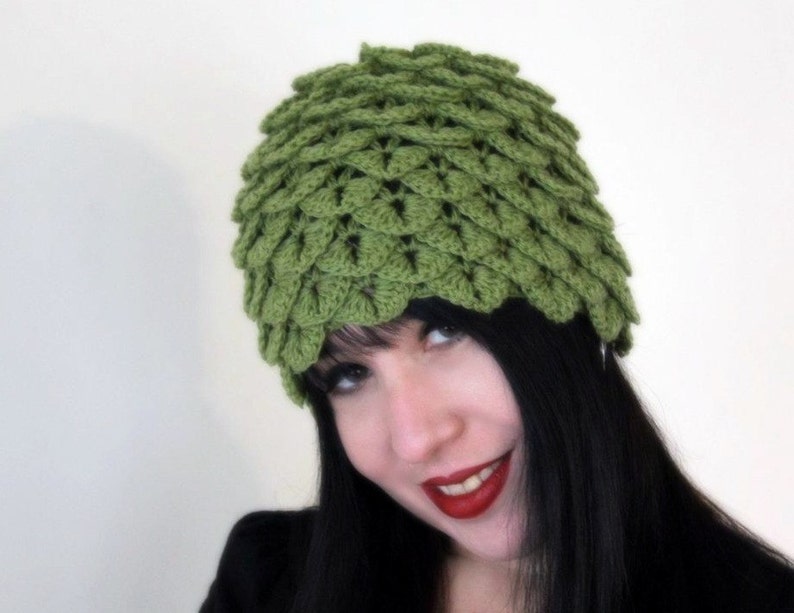 CROCHET PATTERN: Crocodile Dragon Stitch Cloche Permission to Sell Finished Product image 1