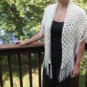 CROCHET PATTERN: Crocodile Stitch Triangle Shawl Permission to Sell Finished Product image 4